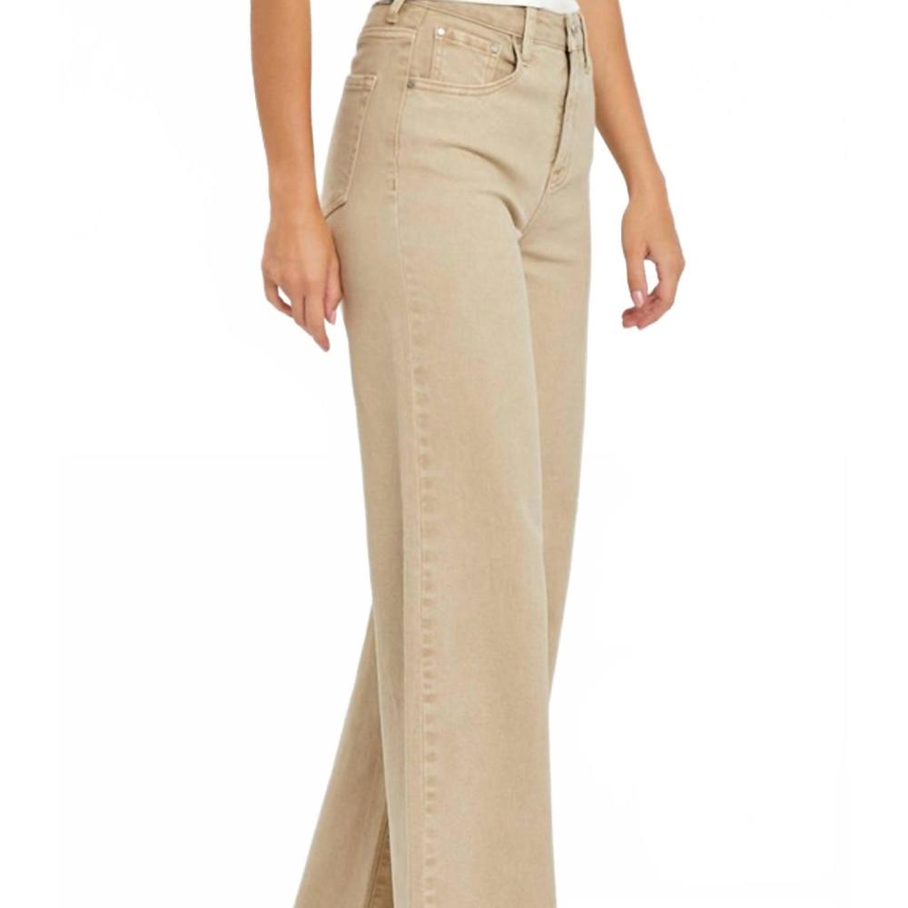 NEW RISEN high rise tummy control wide pants in khaki - Picture 2 of 3
